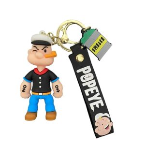 Silicone Popeye The Sailor Man Keychain, Multicolour