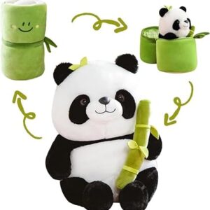 Cute Panda Plush with Bamboo, Soft Panda in Bamboo